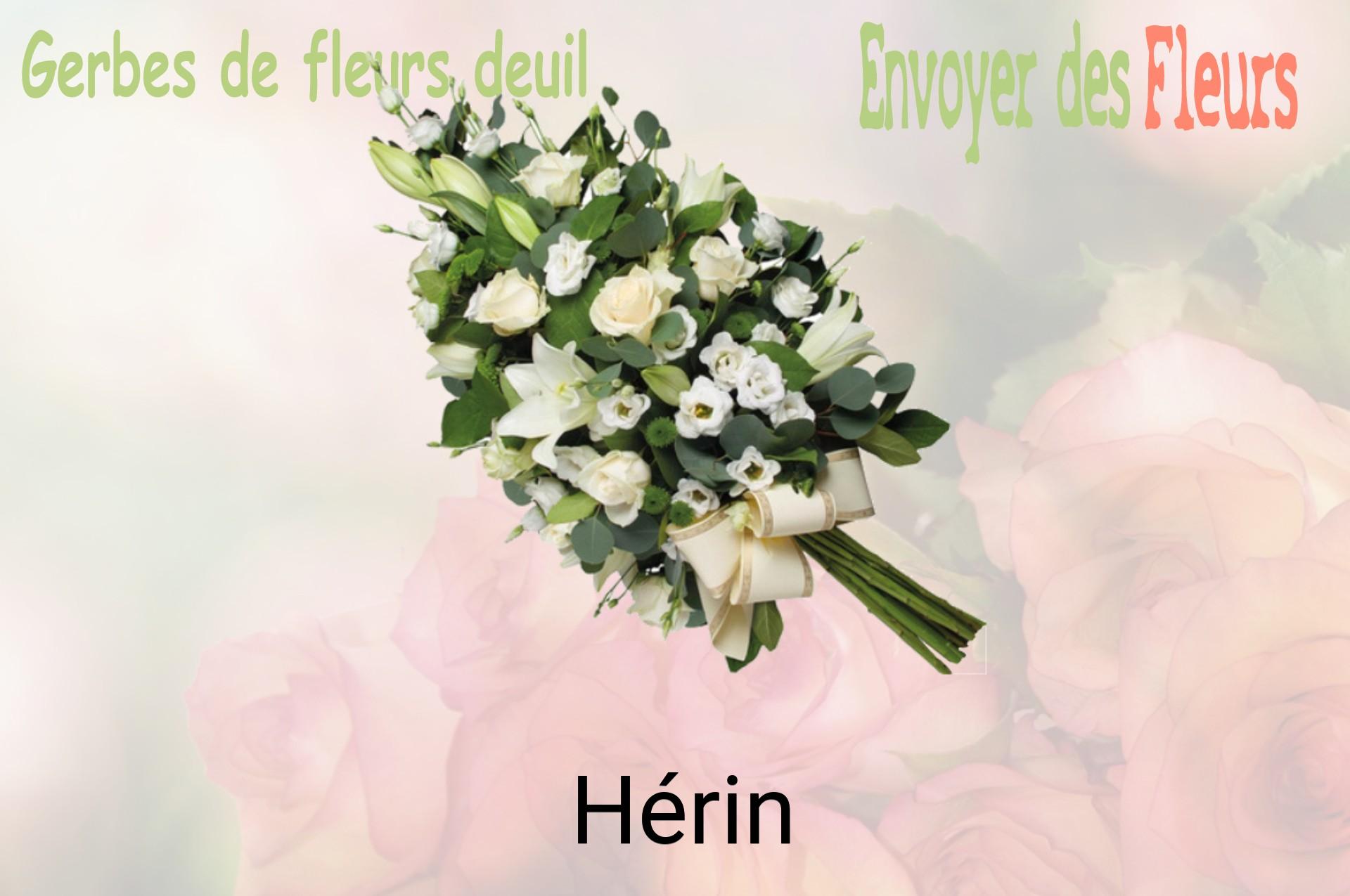 Gerbe de fleurs de deuil livrée à Hérin